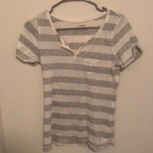 Express striped split neck tee